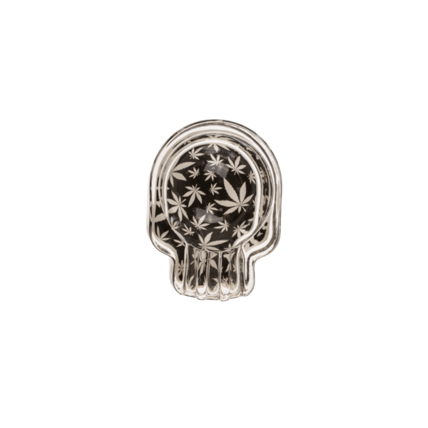 cenicero cristal calavera hojas