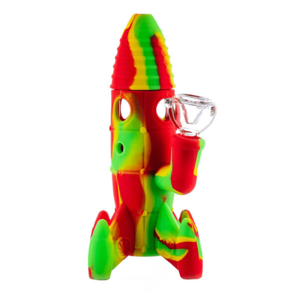 COHETE2-1.jpg Rocket Bong de Silicona Rasta con Luces LED Brillantes 20cm