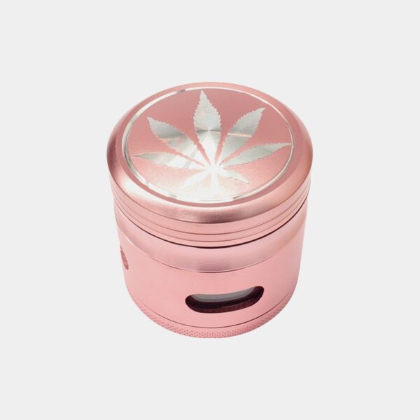 Grinder aluminio mix de colores con diseño de hoja en relieve  de 4 partes