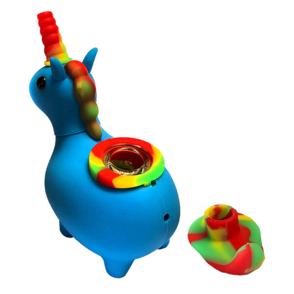 UNI2-1.jpg Unicornio Azul Pipa Silicona 12cm