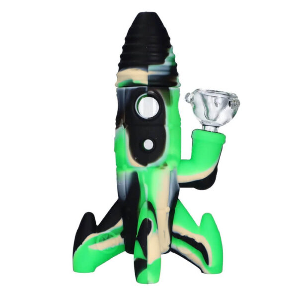 cohete.jpg Rocket Bong de Silicona Verde con Luces LED Brillantes 20cm
