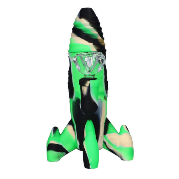 cohete1.jpg Rocket Bong de Silicona Verde con Luces LED Brillantes 20cm