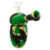 granada1.jpg Bong de Silicona Granada Verde Camuflaje con Piezas Desmontables 16cm