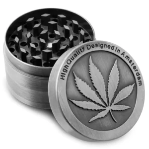 Grinder High Quality Designed Amsterdam 3 Partes diseño de hoja en aluminio relieve 3D
