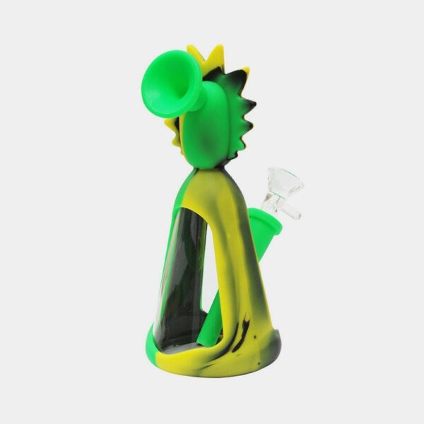 BONG DE SILICONA Y CRISTAL - R NEGRO, AMARILLO Y VERDE - 19CM